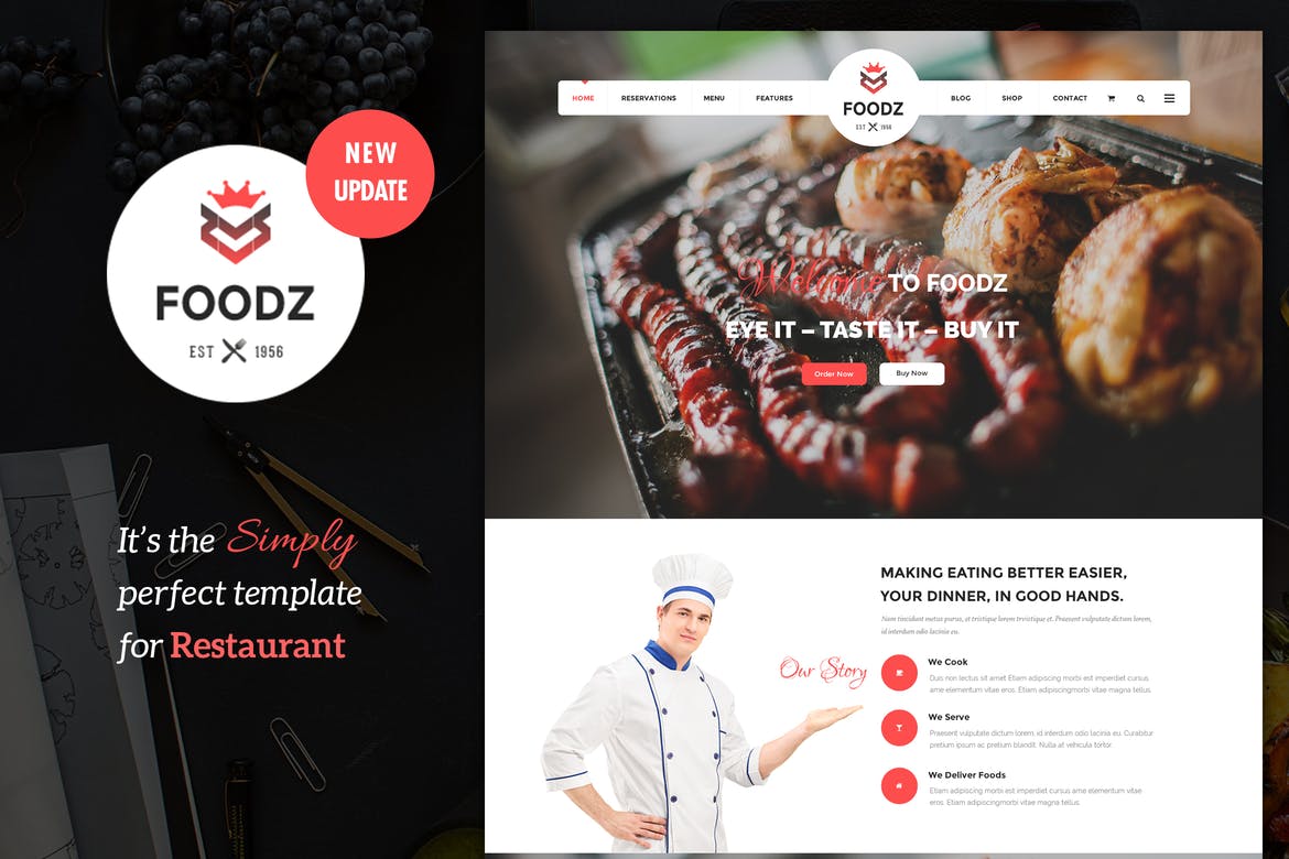 Foodz - Restaurant, Spa & Salon Joomla Template