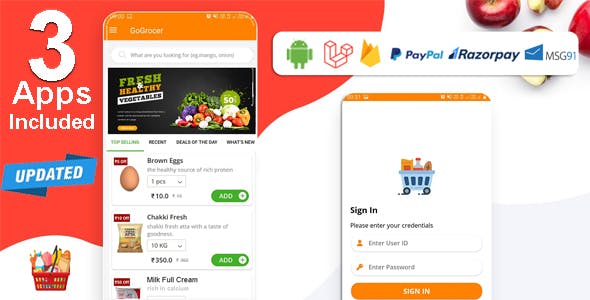 Multi-Store Grocery Delivery App with PHP Backend and Store & Delivery Boy App v1.6.9